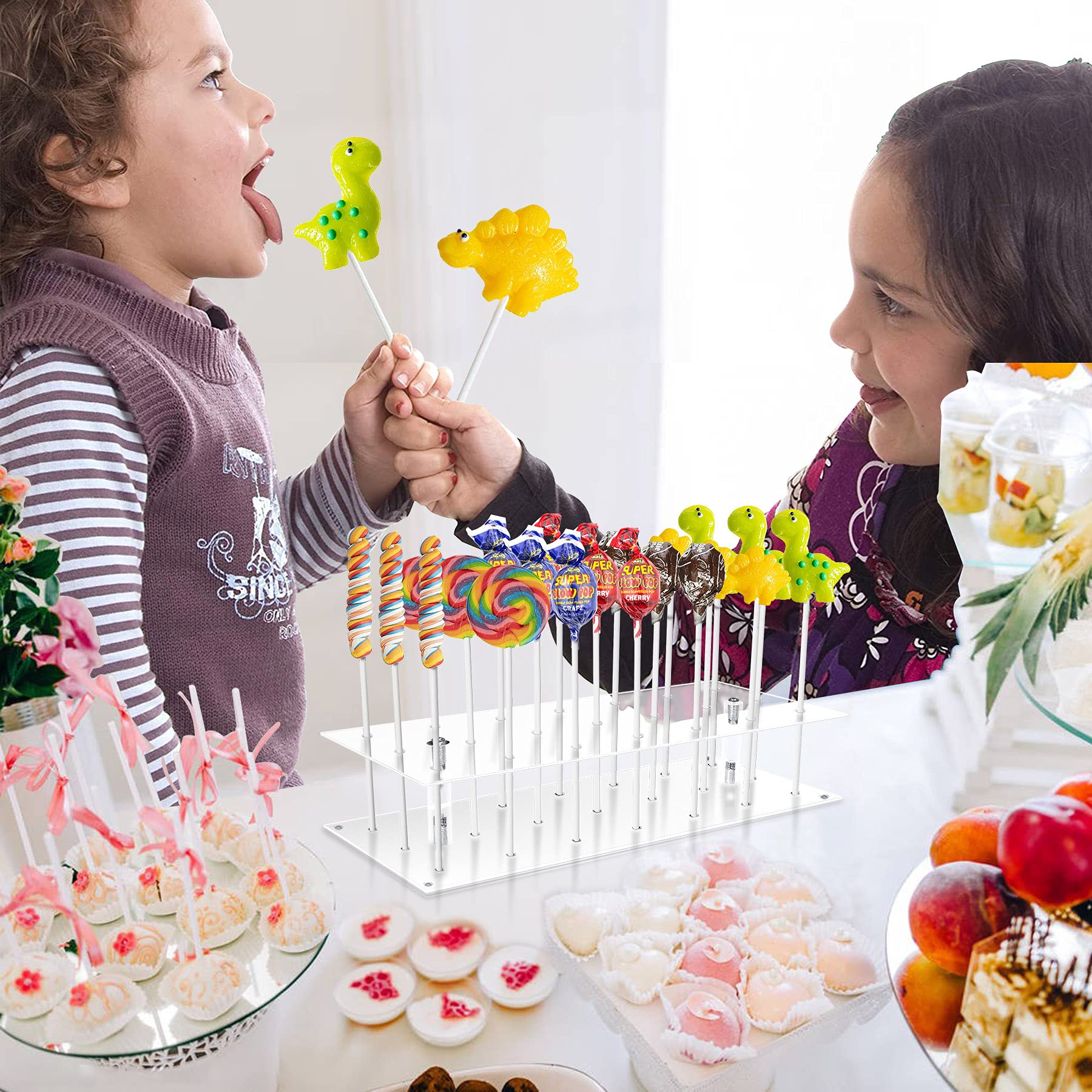 KETAWA Cake pop stand,21 Hole Clear Acrylic Lollipop Holder, Lollipop Sticks Weddings Baby Showers Birthday Parties Anniversarie